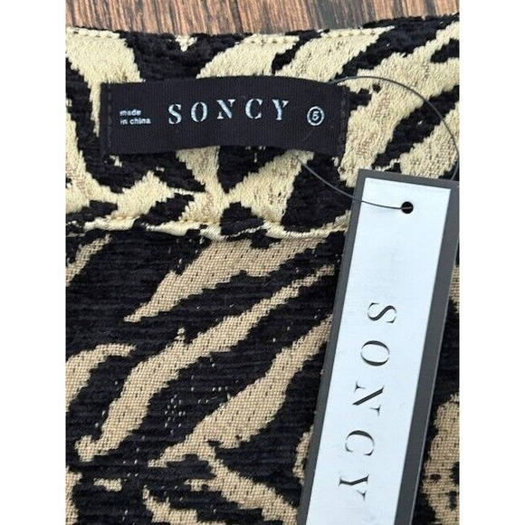 Soncy Mini Skirt High Waisted Pull On Unlined Leopard Print Tan Black Size 5 NEW - Picture 4 of 8
